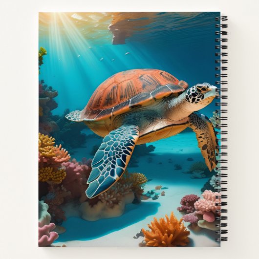 Carnet Serene 3D Sea Turtle dans Ocean Tranquille Marine (Dos)