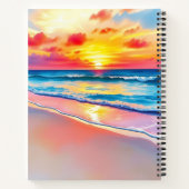 Carnet Serene Beach Sunset avec de vives réflexions (Dos)