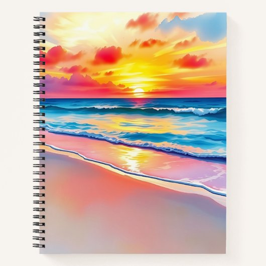 Carnet Serene Beach Sunset avec de vives réflexions (Devant)
