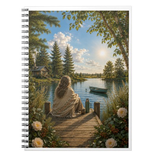 Carnet Serene Lakeside Notebook | Peaceful Nature & Cotta (Devant)