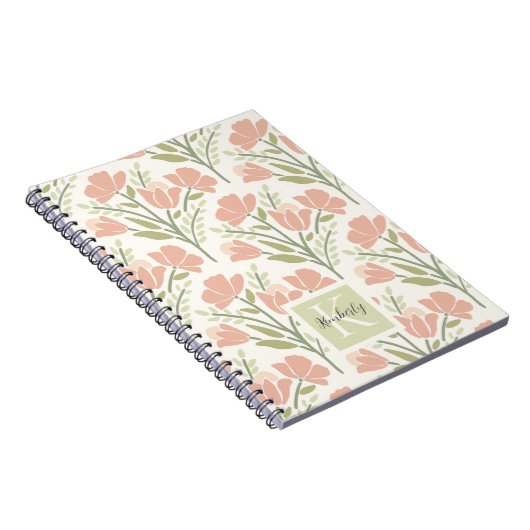 Carnet Serene Neutral Florals Monogramme (Côté Droit)