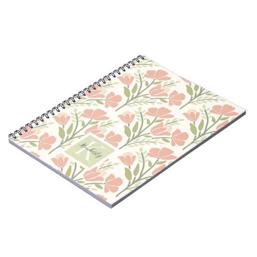 Carnet Serene Neutral Florals Monogramme (Côté gauche)