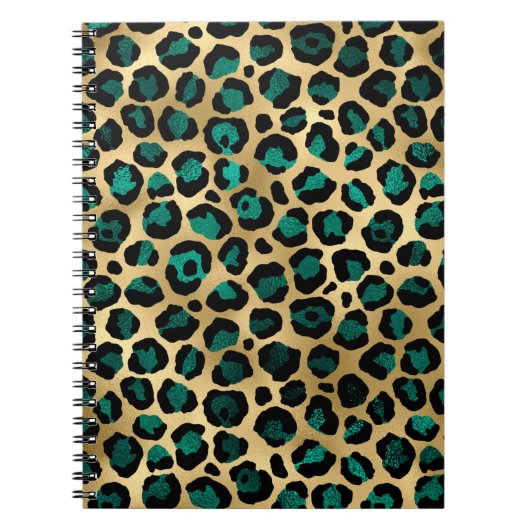 Carnet Série Teal et Or Léopard Design 14 (Devant)