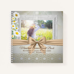 Carnet Service commémoratif Beige Bow Daisies Photo Livr