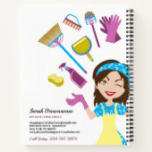Carnet Service de nettoyage Lady Janitorial Cute Cartoon (Dos)