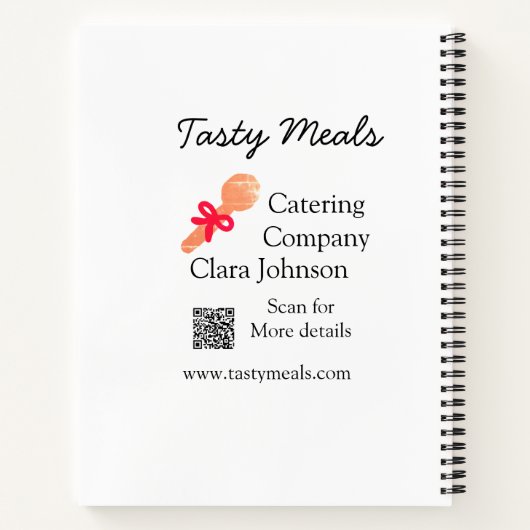 Carnet services de traiteur ajouter nom code QR site web  (Dos)