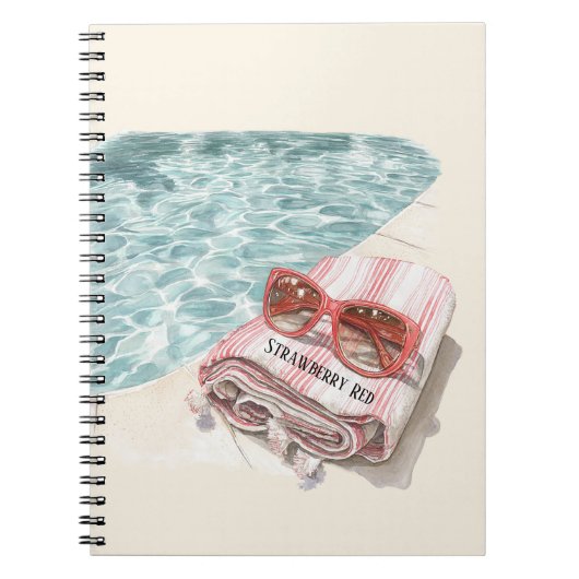 Carnet Serviette de piscine rouge fraise (Devant)