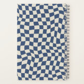 Carnet Sexe Neutre Bleu Wavy Vérifier Nom Monogramme (Verso)