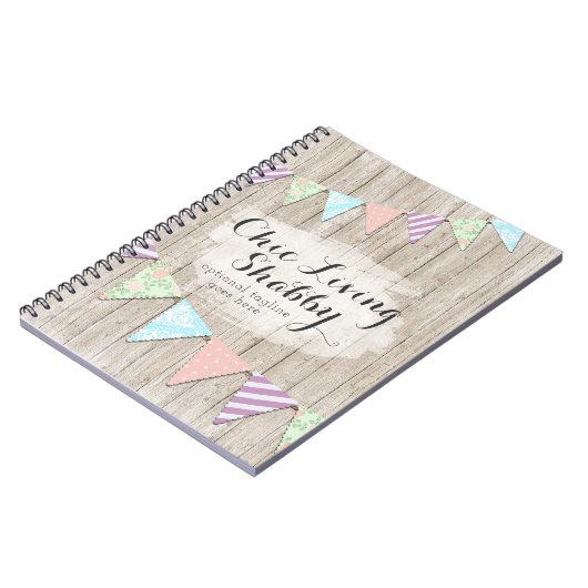 Carnet Shabby Chic Country Bunting sur bois peint rustiqu (Côté gauche)