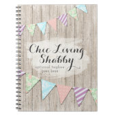 Carnet Shabby Chic Country Bunting sur bois peint rustiqu (Devant)