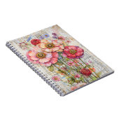 Carnet Shabby Chic Floral Ephemera Rose Fleurs Rouge S7L (Côté Droit)