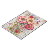 Carnet Shabby Chic Floral Ephemera Rose Fleurs Rouge S7L (Côté gauche)