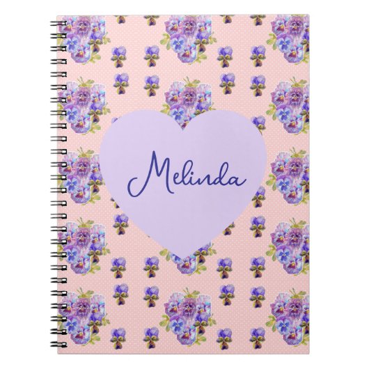Carnet Shabby Chic Floral Polka Dot Pastel Womans Name (Devant)