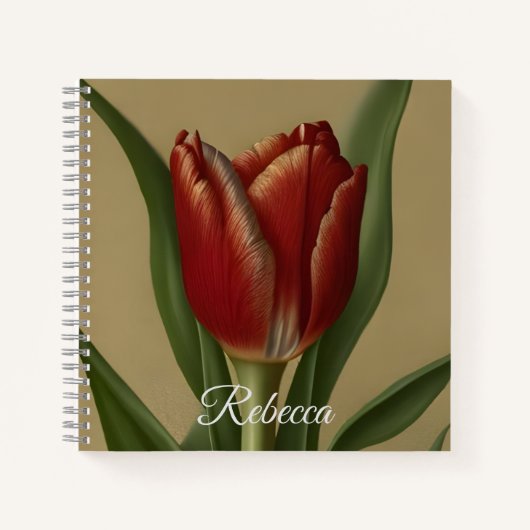 Carnet Shabby Chic Jolie Tulipe Rouge (Devant)