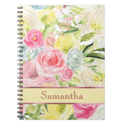 Carnet Shabby Chic Pretty Pink Watercolor Roses (Devant)