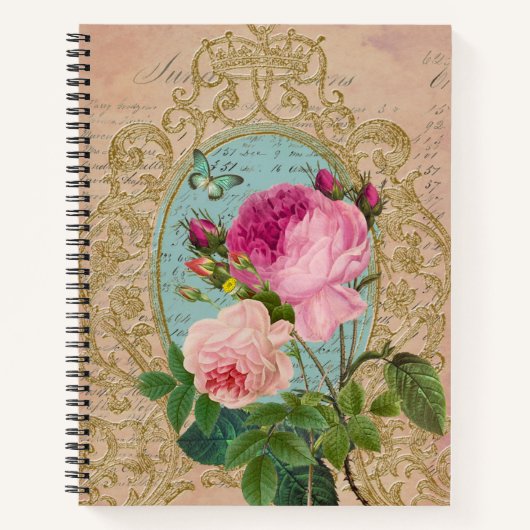 Carnet Shabby Chic Rose style victorien spirale Notebook (Devant)