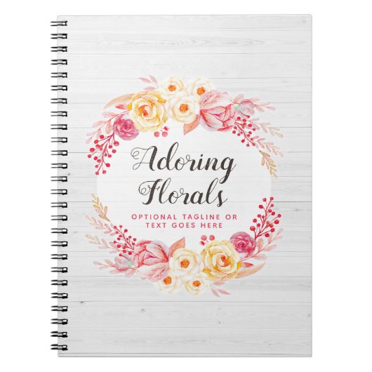 Carnet Shabby Chic Roses & Rustique Bois Blush Rose Flora (Devant)