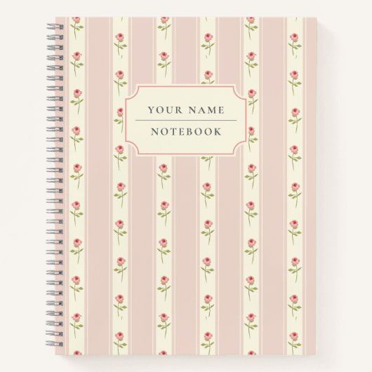 Carnet Shabby chic vibe rose floral personnalisé (Devant)