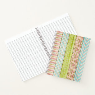 Carnet Shabby Rose Pastel Pattern on Rustic Wood Cottage