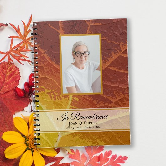 Carnet Shades d'automne Leaf Funeral Memorial Guest Book