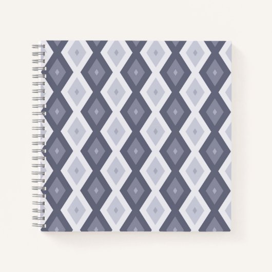 Carnet Shades of blue grey diamond pattern (Devant)