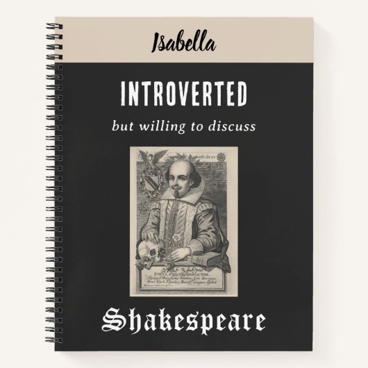Carnet Shakespeare Drôle Humoriste Personnalisé Introvert (Devant)