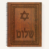 Carnet Shalom en bois sculpté (Devant)