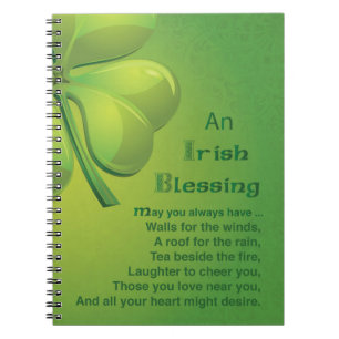 Carnet Shamrock vert d'Irlande Blessings