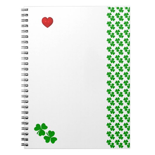 Carnet Shamrocks à coeur rouge Papeterie irlandaise (Devant)