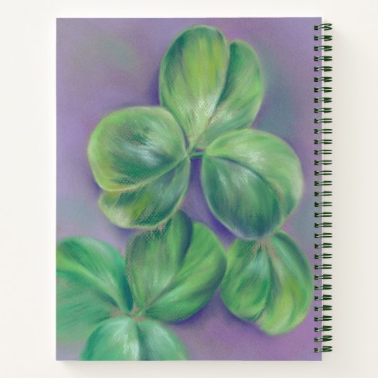 Carnet Shamrocks de Clover vert sur Purple Pastel Art (Dos)
