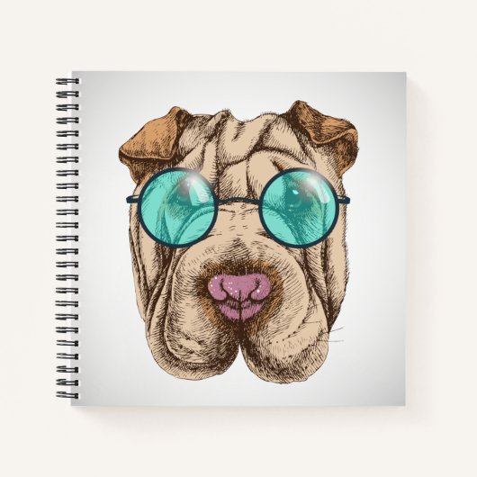 Carnet Sharpei dans les lunettes de soleil (Devant)