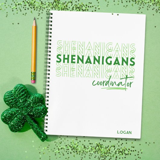Carnet Shenanigans Coordonnateur Saint Patrick sur mesure
