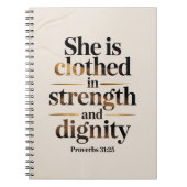 Carnet She's clothed in strength. Bible verse notebook  (Devant)