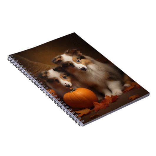 Carnet Shetland Sheepdog Chiot Chiot Automne Citrouille d (Côté Droit)