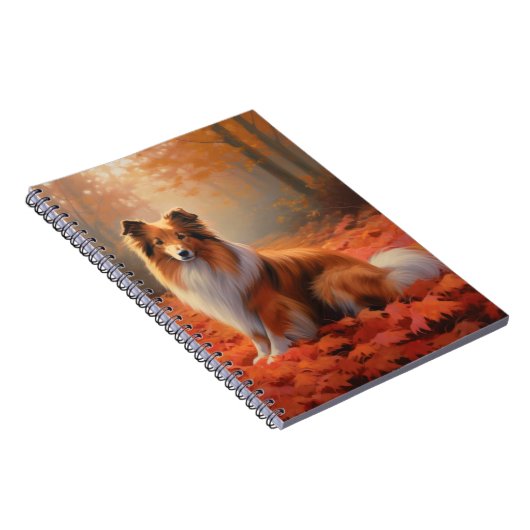 Carnet Shetland Sheepdog en automne Feuilles automne Insp (Côté Droit)