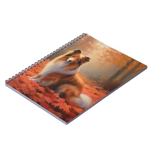 Carnet Shetland Sheepdog en automne Feuilles automne Insp (Côté gauche)