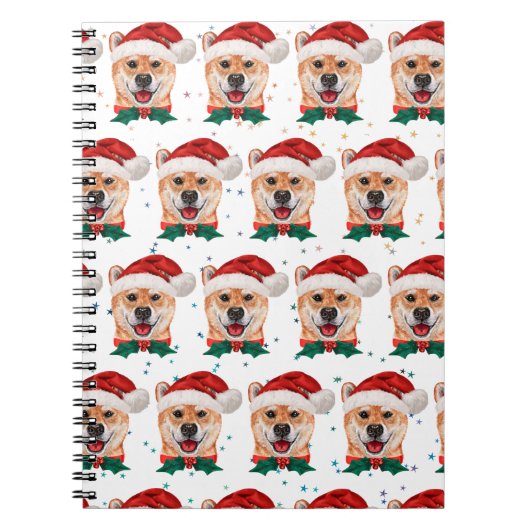 Carnet Shiba Inu Chien race Étoiles de Noël (Devant)
