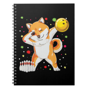 Carnet Shiba joue au bowling Chien drôle avec un cadeau