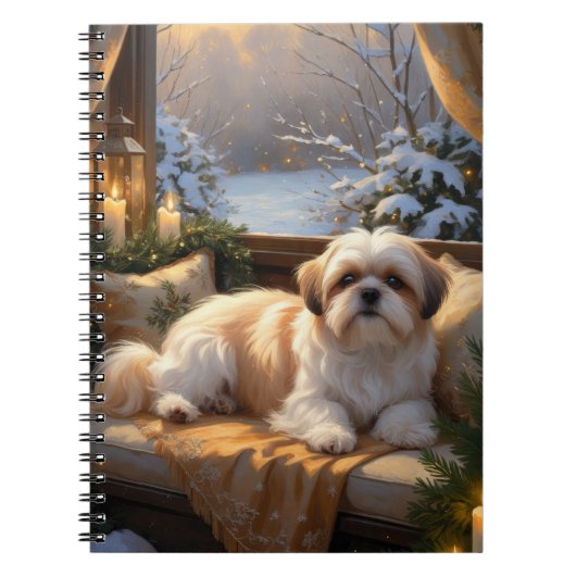 Carnet Shih Tzu avec les lumières de Noël (Devant)