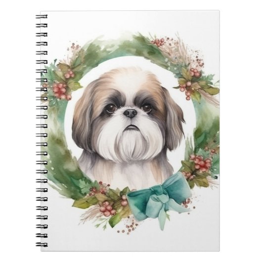 Carnet Shih Tzu Christmas Wreath Festive Pup (Devant)