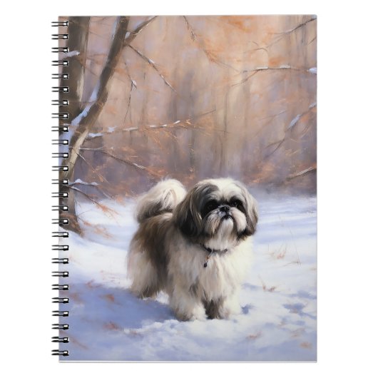 Carnet Shih Tzu Laisse Neige Noël (Devant)