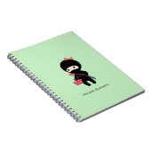 Carnet Shopping Ninja Girl Nom personnalisé sur vert (Côté Droit)