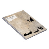 Carnet Siamese Cat on Retro Newspaper, Personalized Name (Côté Droit)