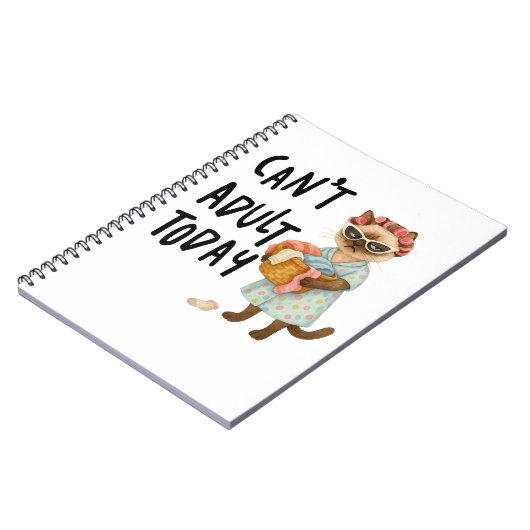 Carnet Siamese cat with text can't adult today (Côté gauche)