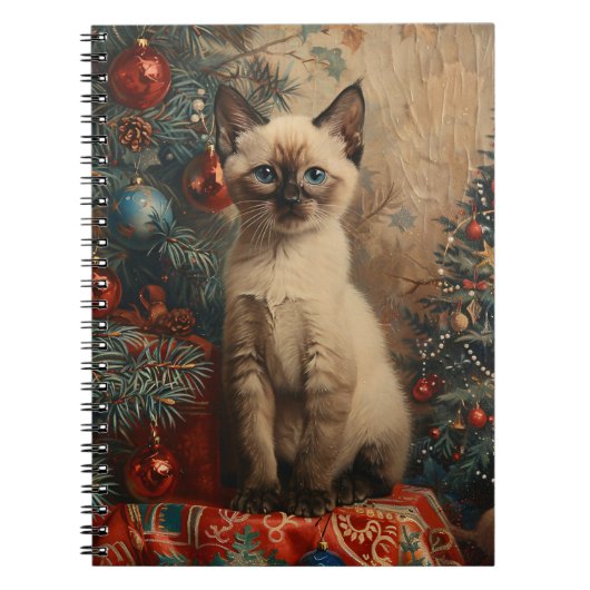 Carnet Siamese Kitten Noël Chat Vintage (Devant)