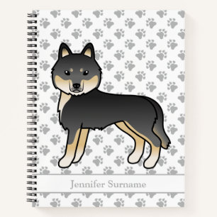 Carnet Siberian Husky noir et feu, Chien de dessin animé