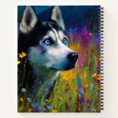 Carnet Siberian Husky with wildflowers (Dos)