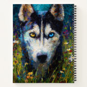 Carnet Siberian Husky with Wildflowers Portrait (Dos)