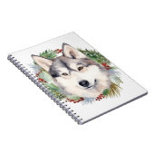 Carnet Sibérie Husky Christmas Wreath Festive Pup (Côté Droit)