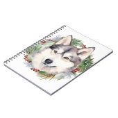 Carnet Sibérie Husky Christmas Wreath Festive Pup (Côté gauche)